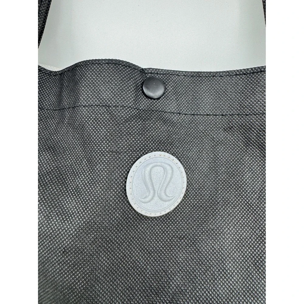 Lululemon Reusable Tote Bag Black Grey White Colorblock Shopper Snap‎ Closure